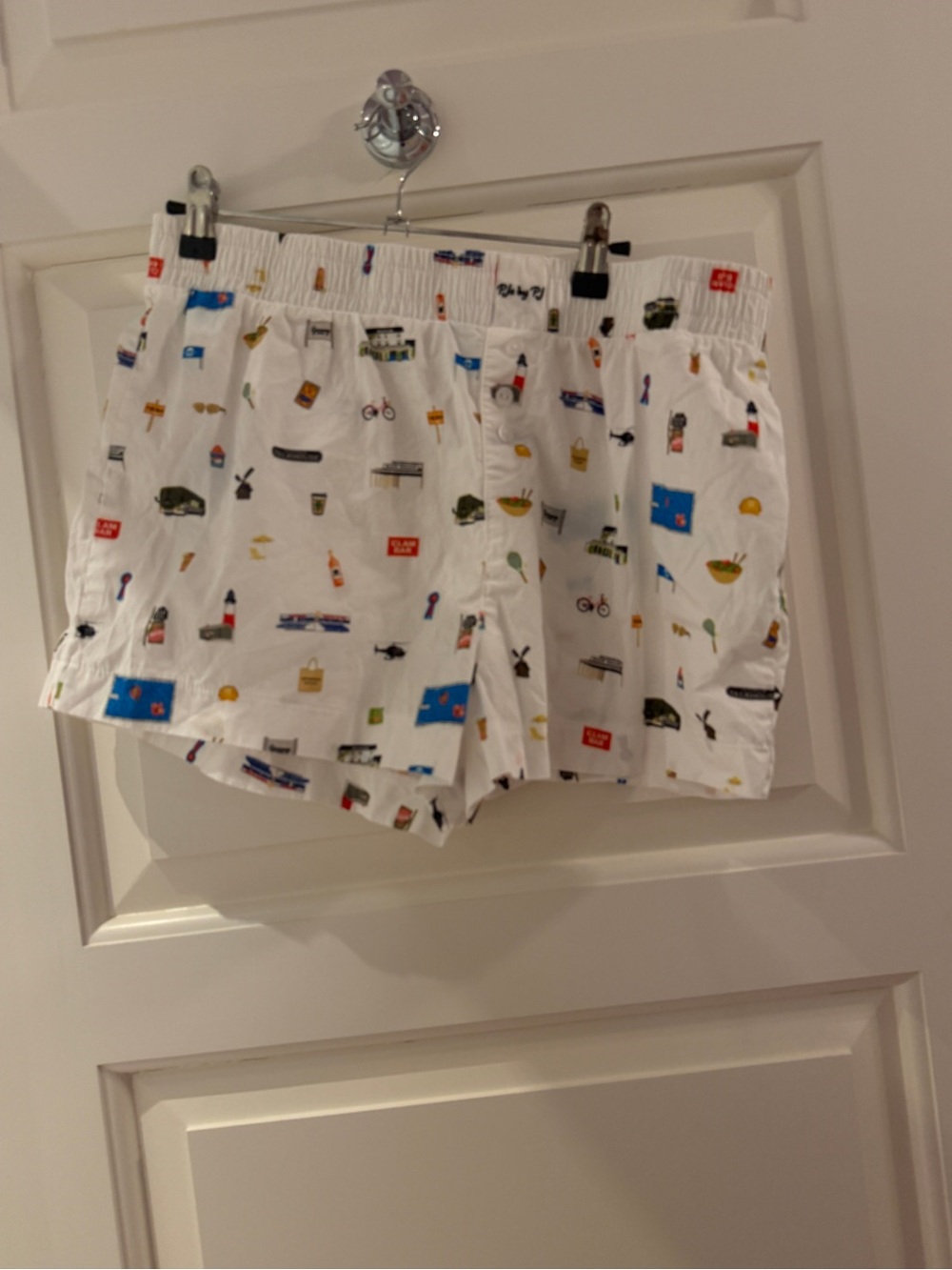 White Cotton Women's Sleep Shorts with Playful Multicolor Print
